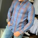 Camisa Masculina Social Azul Escuro Burberry - Cerrado Outlet