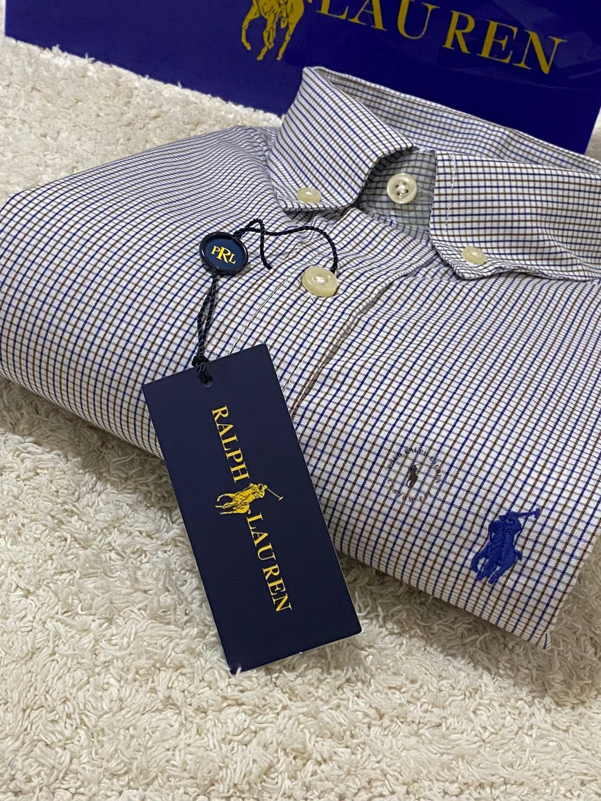 Camisa RL Royale Xadrez Manga Curta Azul Bebê - Ralph Lauren - Outlet4U, Loja de Roupas