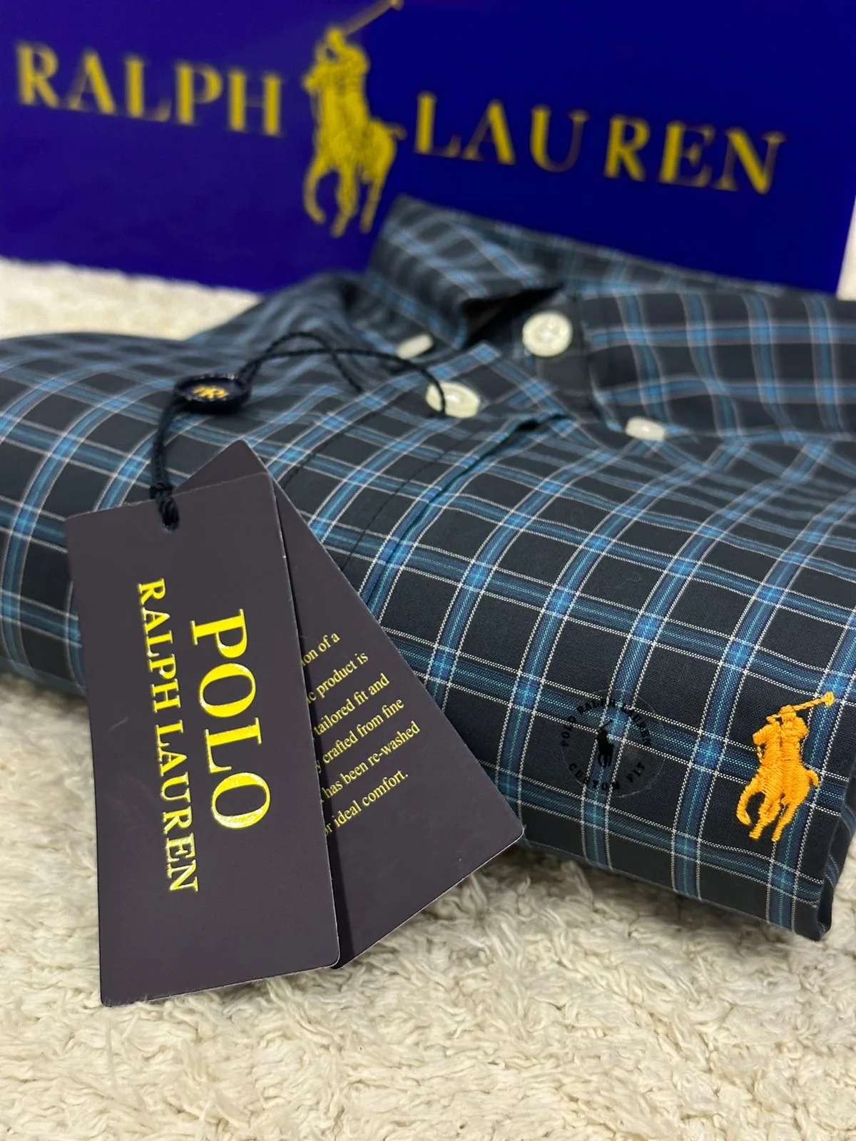 Camisa RL Royale Xadrez Manga Curta Azul Bebê - Ralph Lauren - Outlet4U, Loja de Roupas