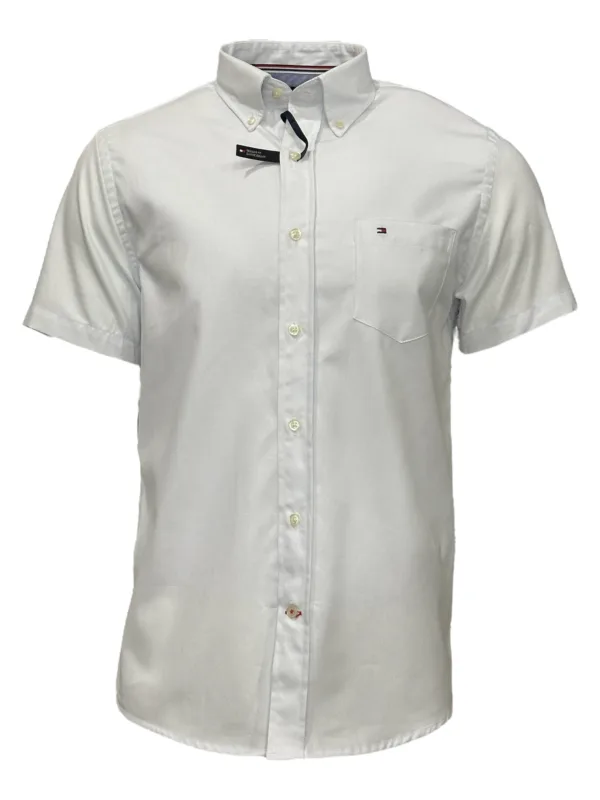 Camisa Masculina TH Manga Curta Sarja com Bolso Branca