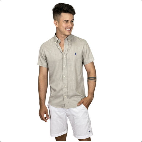 Camisa Masculina Ralph Lauren Linho Manga Curta