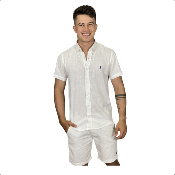 Camisa Masculina Ralph Lauren Linho Manga Curta